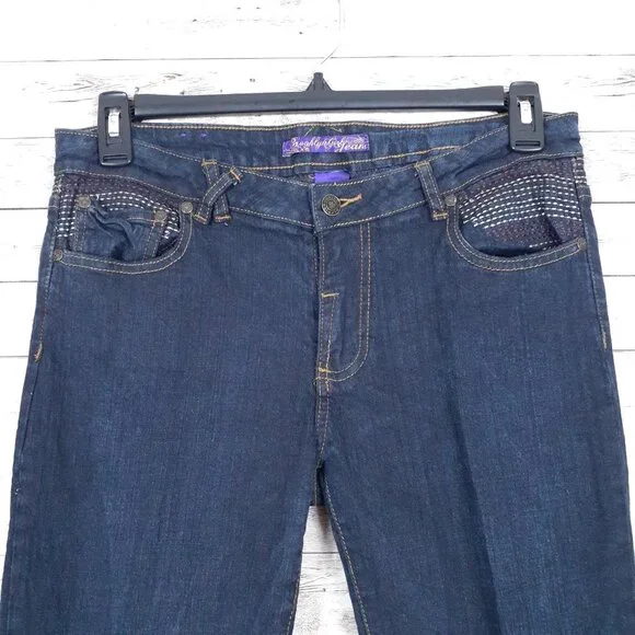 Brooklyn Girl Jeans Sz 11 Flare Embroidered 149A - Picture 2 of 7
